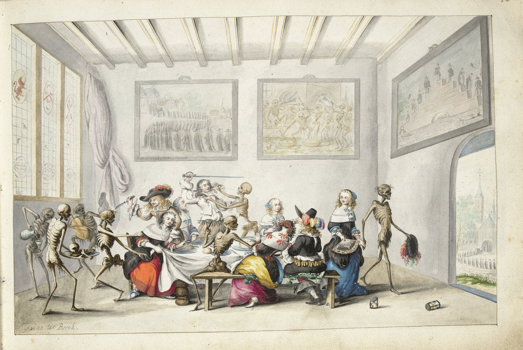 Detail of Merry company surprised by death, 1660 by Anonymous