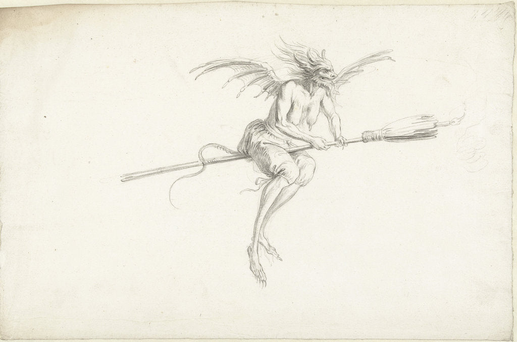 Detail of Monstrous witch on a broom, Mid of 17th cen by Anonymous