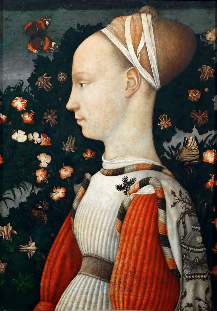Detail of Portrait of a Princess of the House of Este, ca 1435-1440 by Anonymous