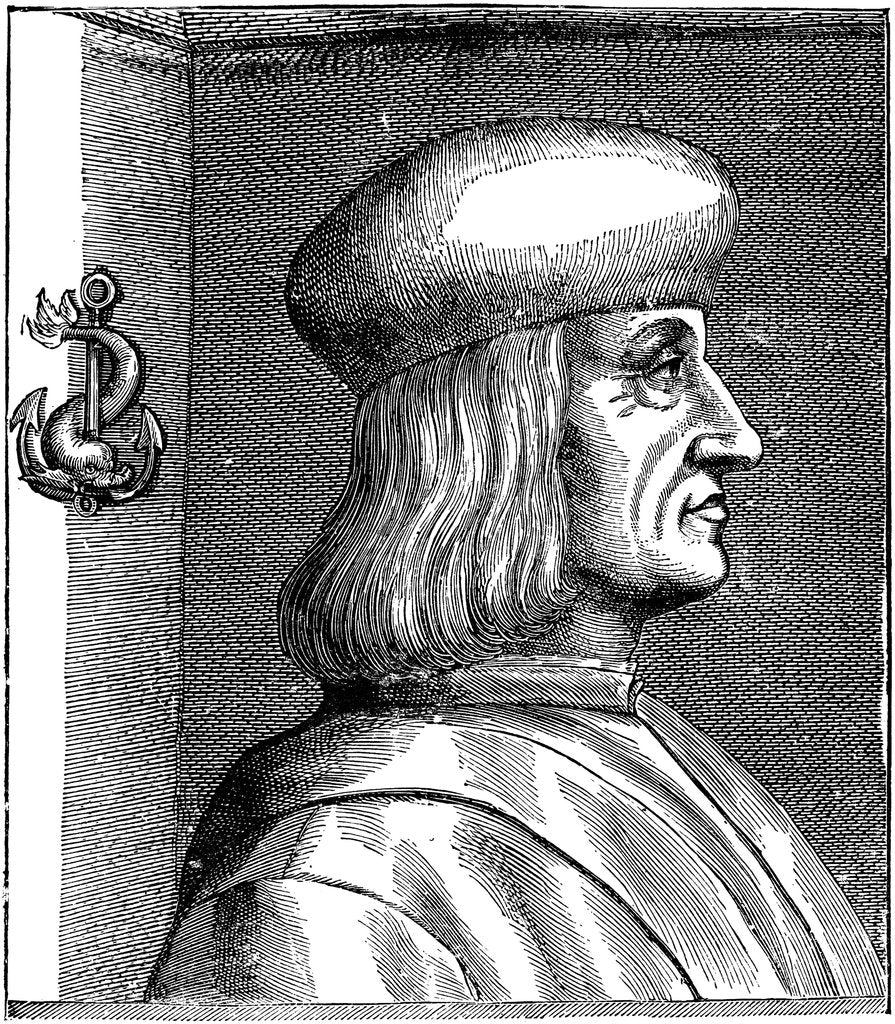 Detail of Portrait of Aldus Pius Manutius, 16th century by Anonymous