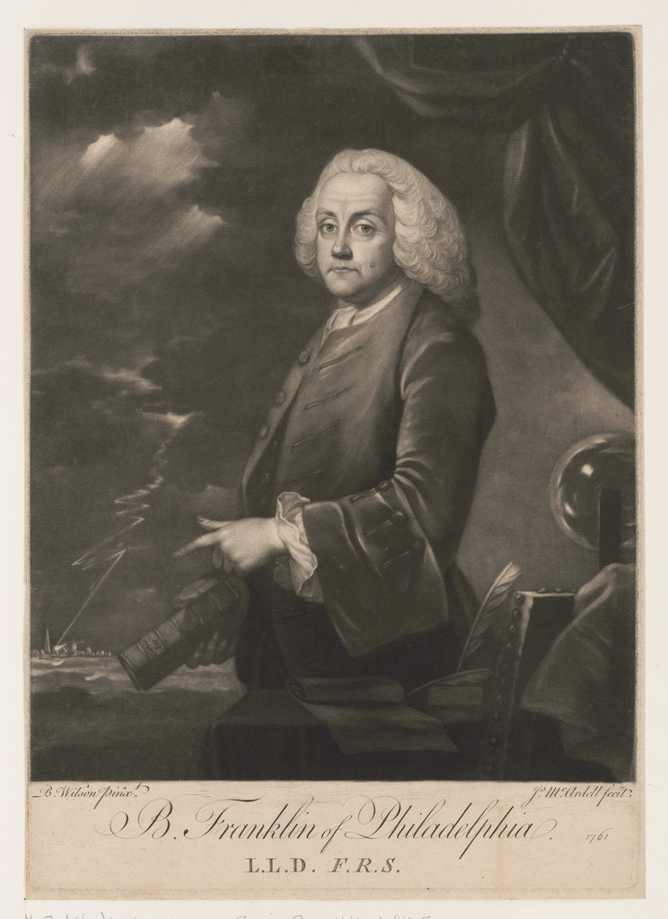 Detail of Portrait of Benjamin Franklin, 1761 by Anonymous