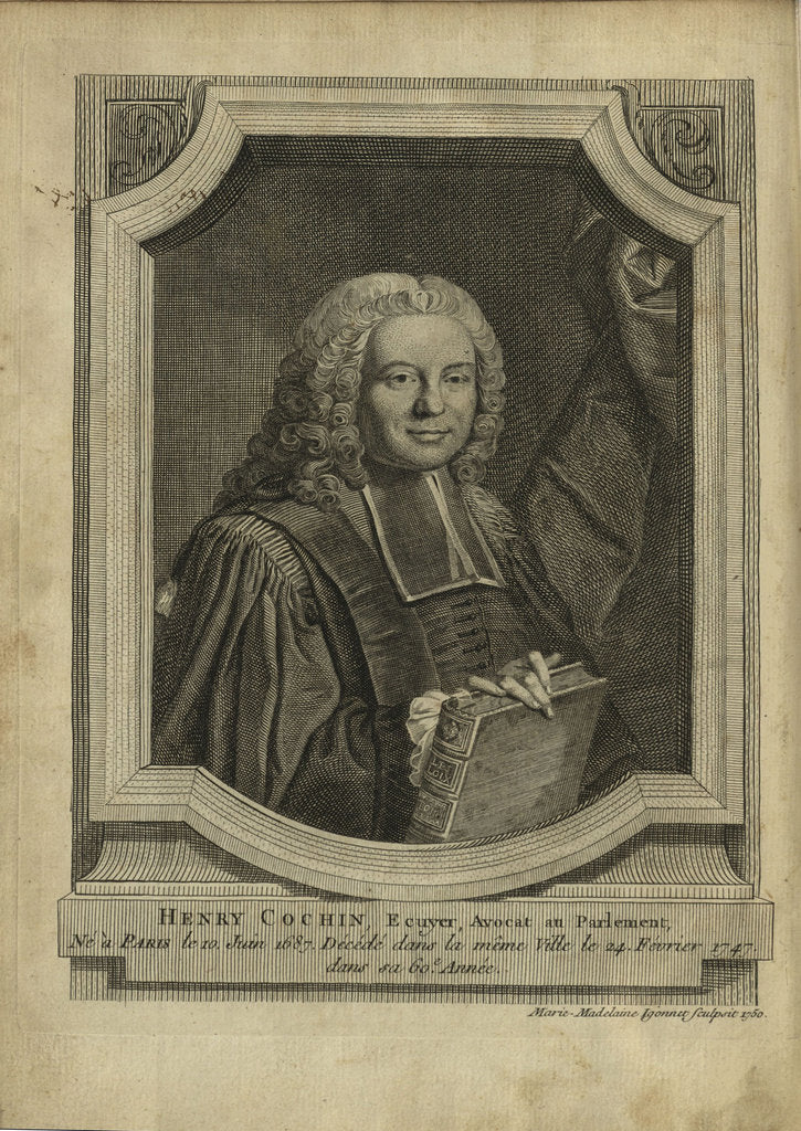 Detail of Portrait of Henri Cochin, 1751 by Anonymous
