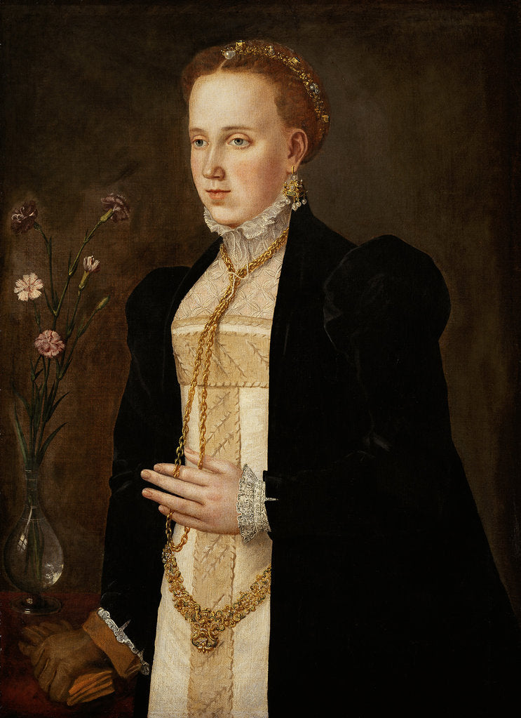 Detail of Portrait of Philippine Welser, ca 1557 by Anonymous