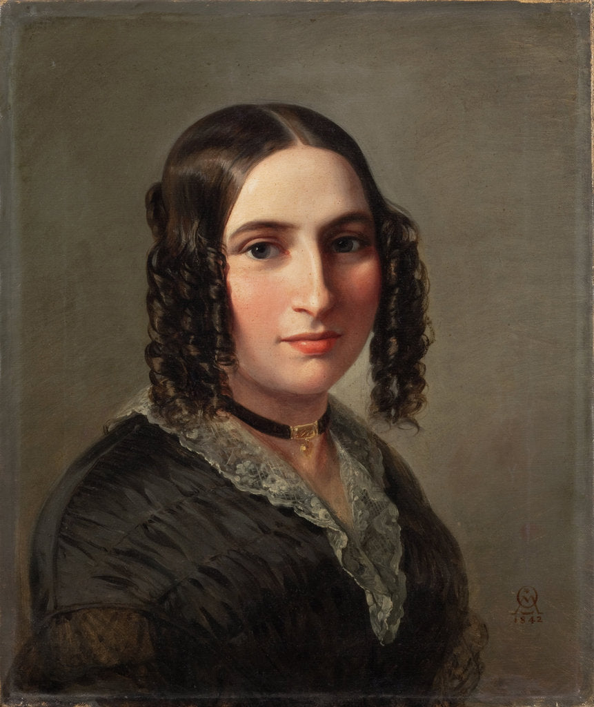 Detail of Portrait of the composer Fanny Hensel née Mendelssohn, 1842 by Anonymous