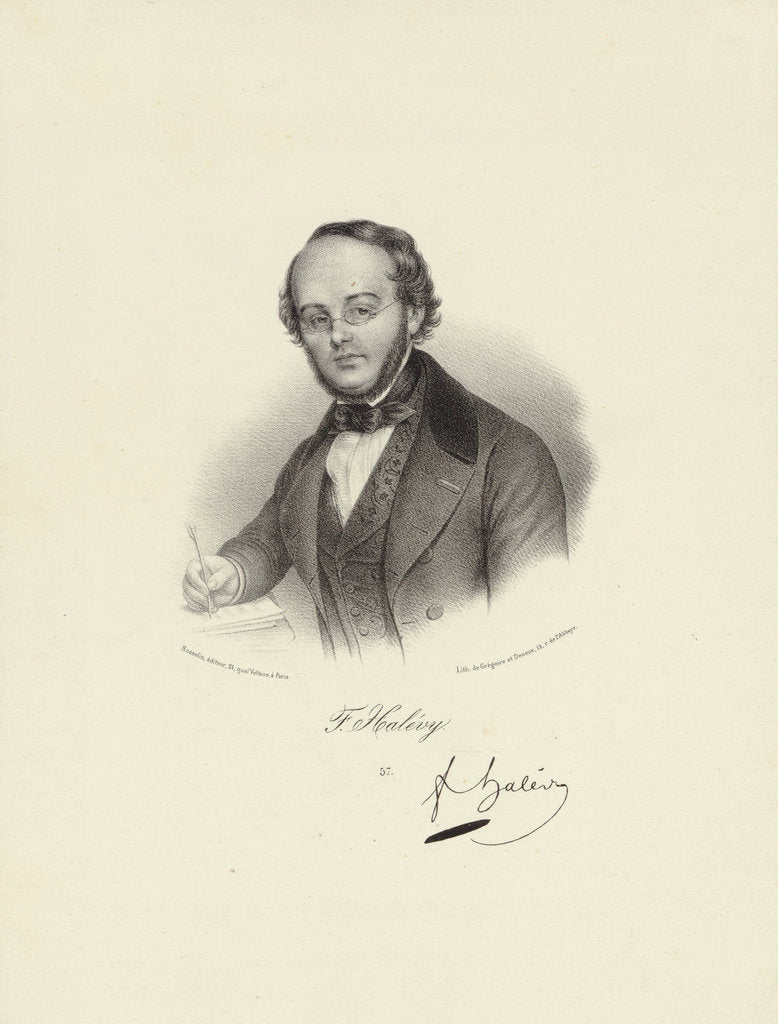 Detail of Portrait of the composer Jacques Fromental Halévy, 1845 by Anonymous