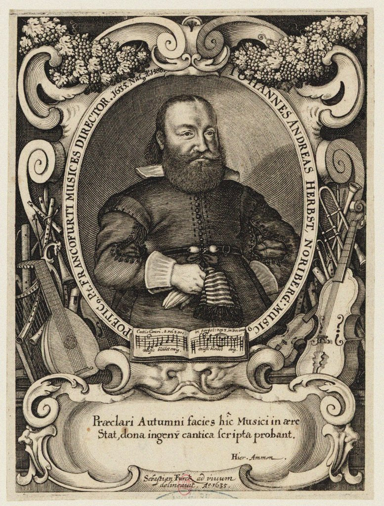 Detail of Portrait of the composer Johann Andreas Herbst, 1635 by Anonymous
