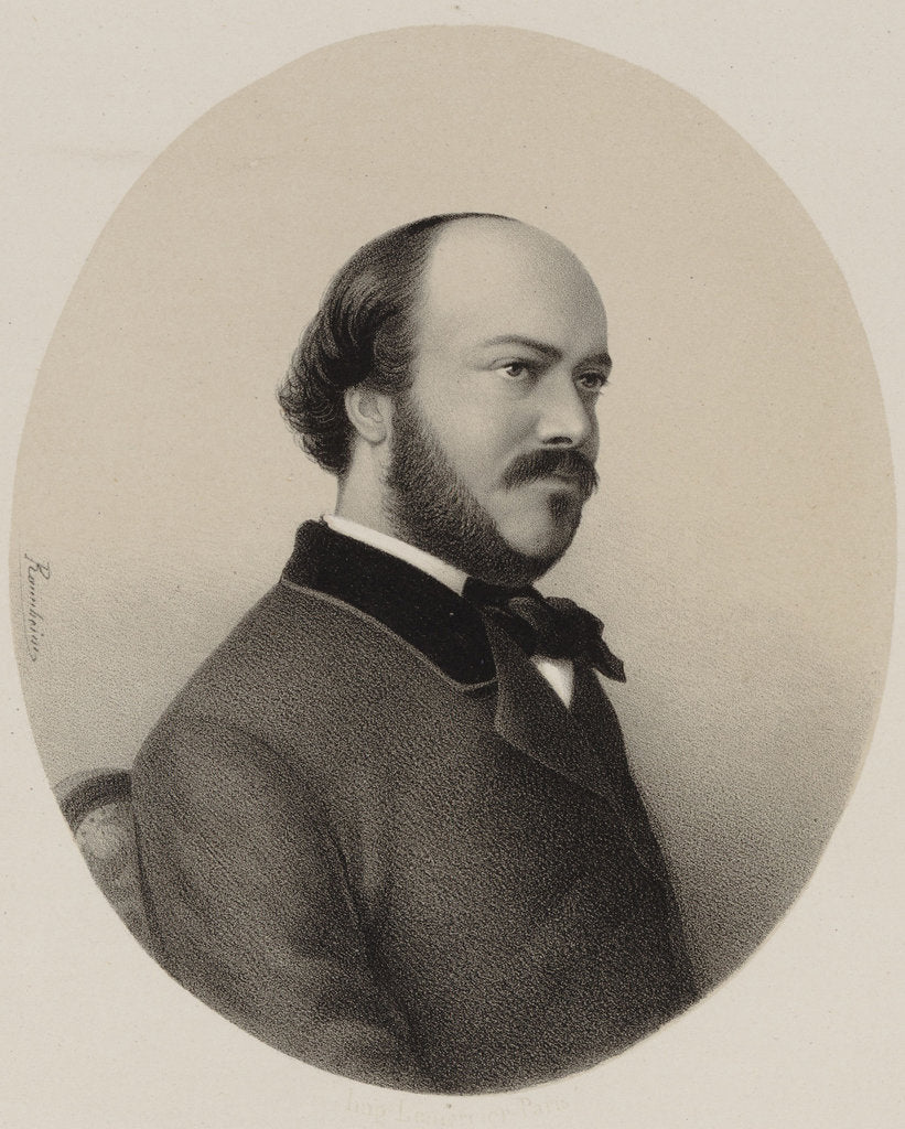Detail of Portrait of the harpist and composer Félix Godefroid, 1855 by Anonymous