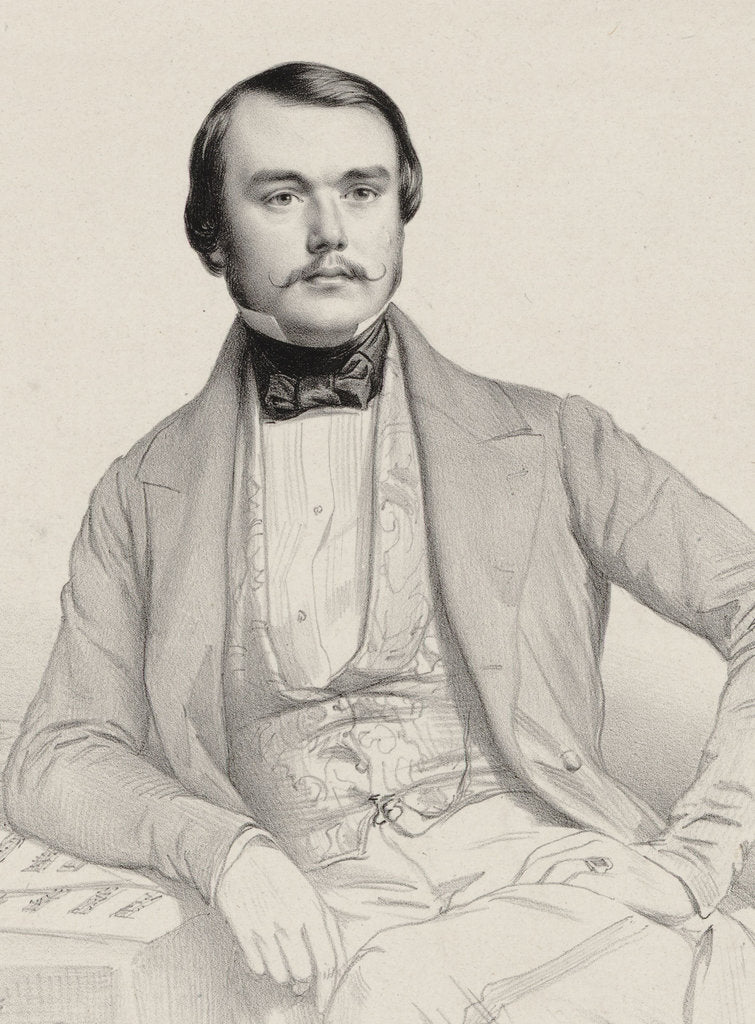 Detail of Portrait of the pianist and composer Alexandre Edouard Goria, 1855 by Anonymous
