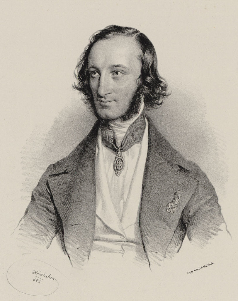 Detail of Portrait of the violinist and composer Theodor Haumann, 1842 by Anonymous