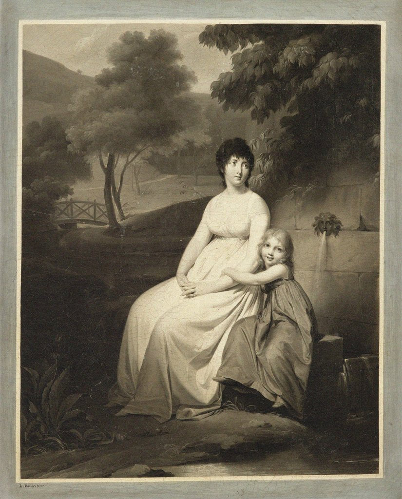 Detail of Portrait of Thérésa Tallien and her daughter in a park, 1810s by Anonymous