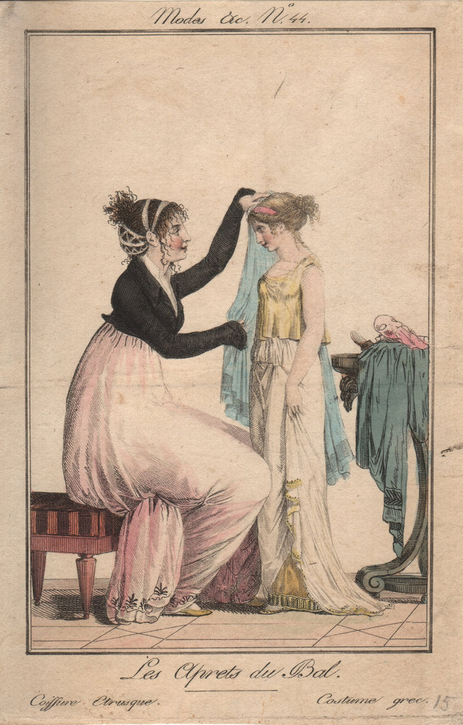 Detail of Preparations for the ball: Etruscan Hairstyle, Greek Costume, 1801 by Anonymous