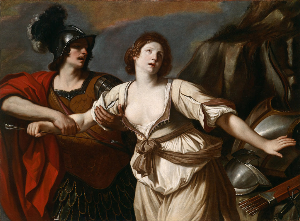 Detail of Rinaldo preventing Armida from committing suicide, 1664 by Anonymous