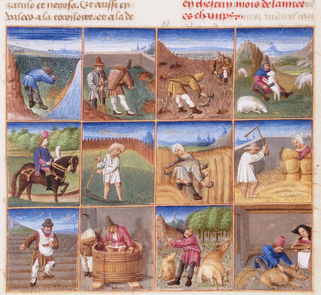 Detail of Ruralia commoda. Agricultural calendar from a manuscript of Pietro de Crescenzi, ca 1470-1475 by Anonymous