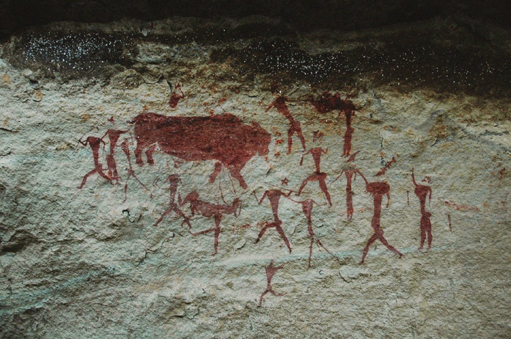 Detail of San rock painting in the Drakensberg Mountains in South Africa, by Anonymous