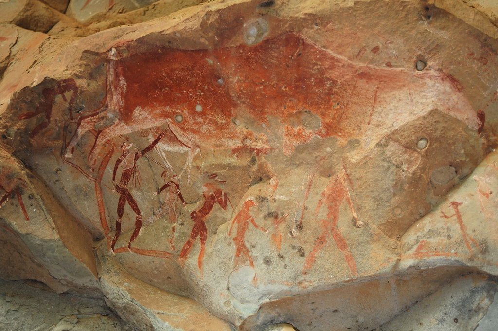 Detail of San rock painting in the Drakensberg Mountains in South Africa, by Anonymous