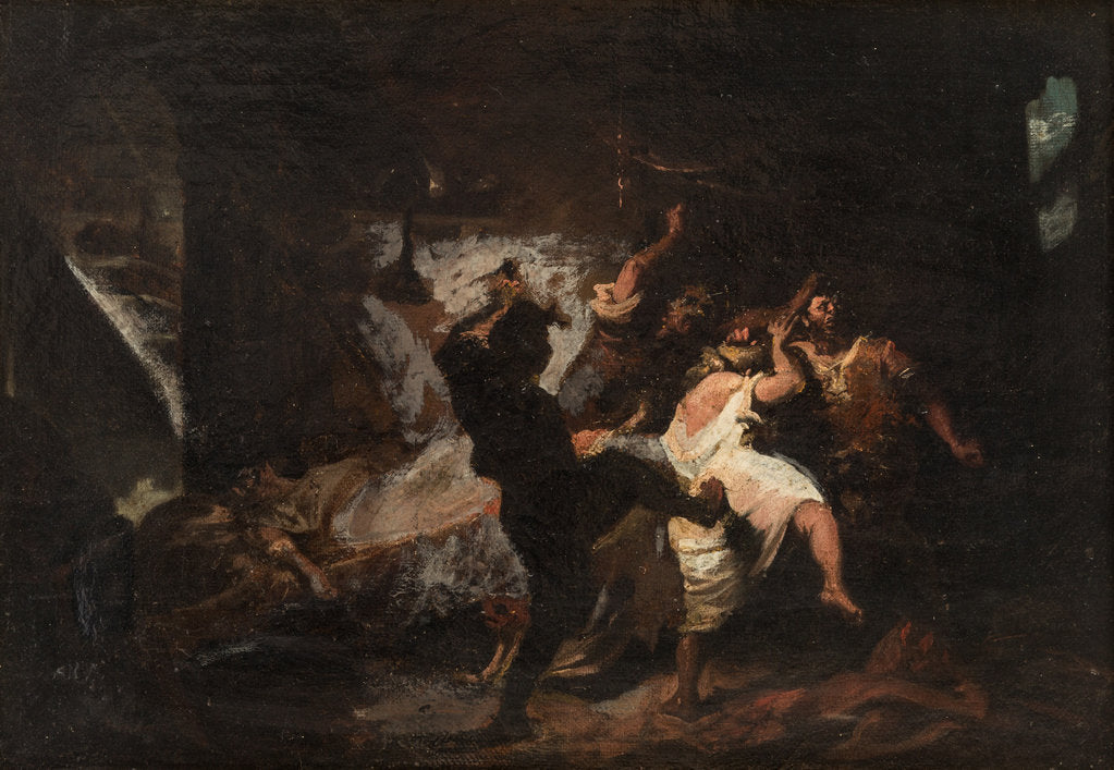 Detail of Scene from Don Quijote de la Mancha by M. de Cervantes, 1868-1870 by Anonymous