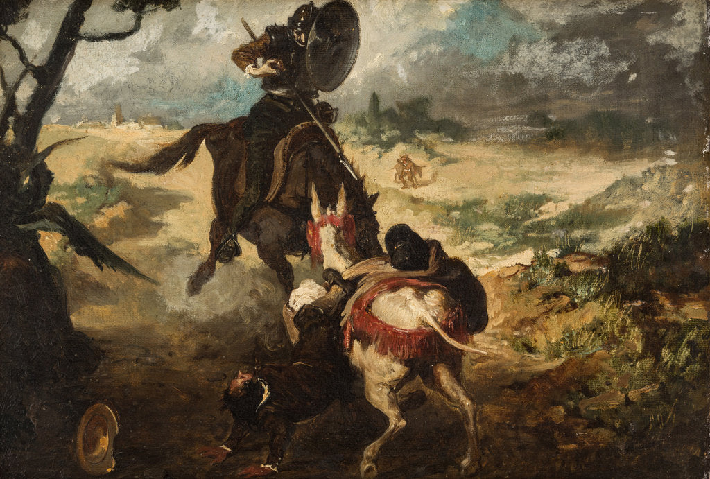 Detail of Scene from Don Quijote de la Mancha by M. de Cervantes, 1868-1870 by Anonymous