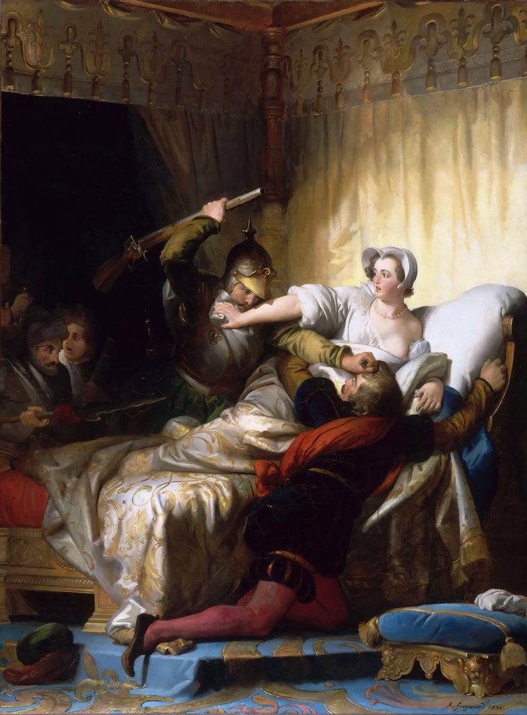 Detail of Scene in the bedroom of Marguerite de Valois during the St. Bartholomews Day massacre, 1836 by Anonymous