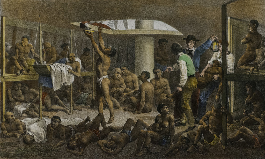 Detail of Slaves in the cellar of a slave boat, c. 1830 by Anonymous