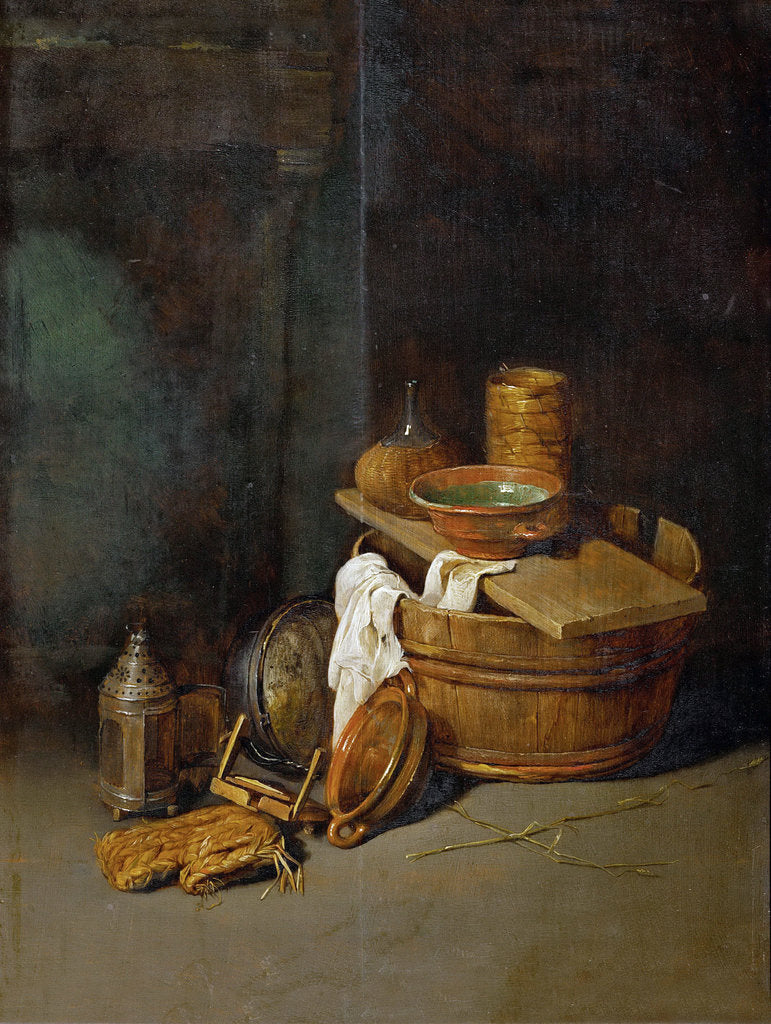 Detail of Still life with household utensils, 1645 by Anonymous