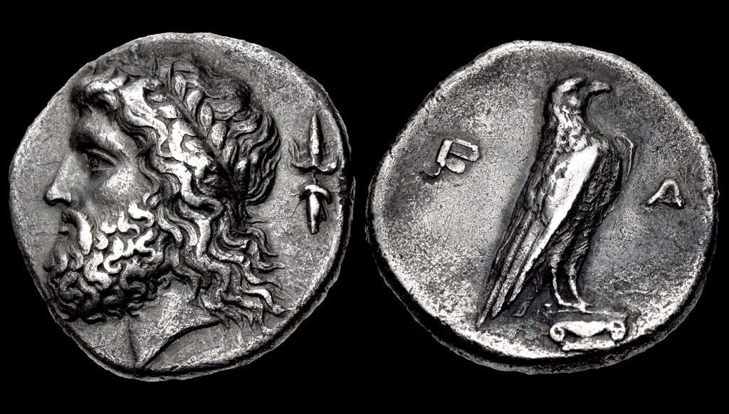 Detail of The 107th Olympiad. Obverse: Head of Zeus, Reverse: Eagle. Elis, Olympia, 352 BC by Anonymous