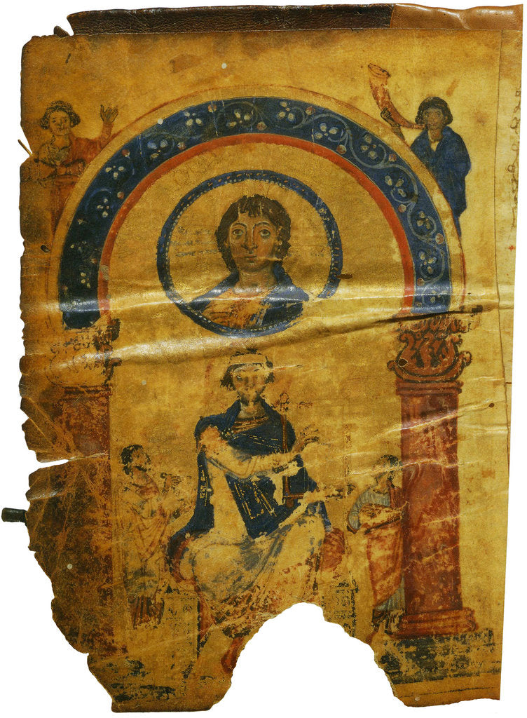 Detail of The Chludov Psalter. Christ Emmanuel. King David Enthroned, ca 850 by Anonymous