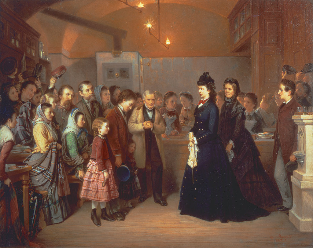 Detail of The Empress Elisabeth of Austria visits a soup kitchen in the Schönlaterngasse, 1875 by Anonymous