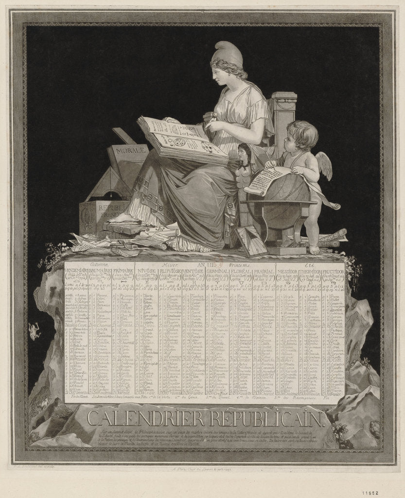 Detail of The French Republican Calendar (Calendrier républicain français), 1794 by Anonymous