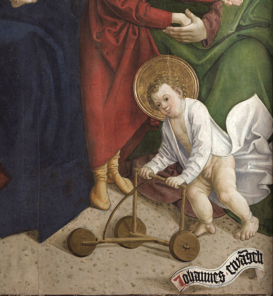 Detail of The Holy Kinship. Detail: The infant John the Baptist with a baby walker, 1510 by Anonymous
