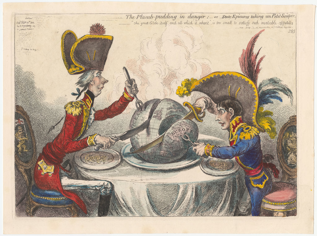 Detail of The Plumb-Pudding in Danger, or State Epicures Taking un Petit Souper, 1805 by Anonymous