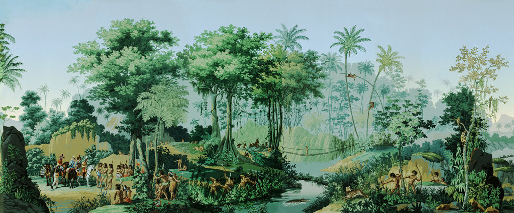 Detail of The Views of Brazil. Panoramic wallpaper (detail), c. 1830 by Anonymous