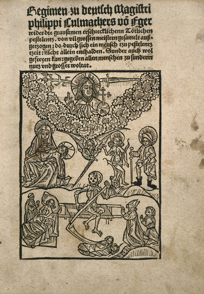 Detail of Title page of Regimen wider die Pestilenz by Philipp Culmacher, c. 1495 by Anonymous