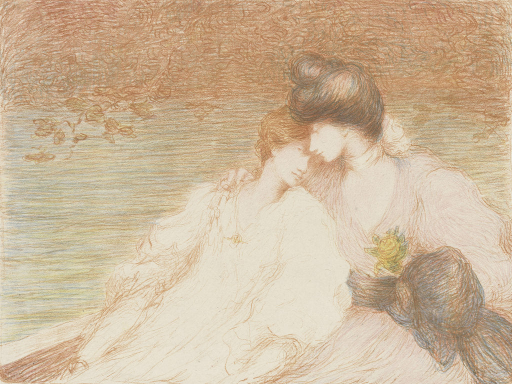 Detail of Two Young Women in a Boat (Deux jeunes femmes dans une barque), by Anonymous