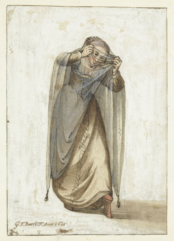 Detail of Venetian courtesan, Between 1660 and 1670 by Anonymous
