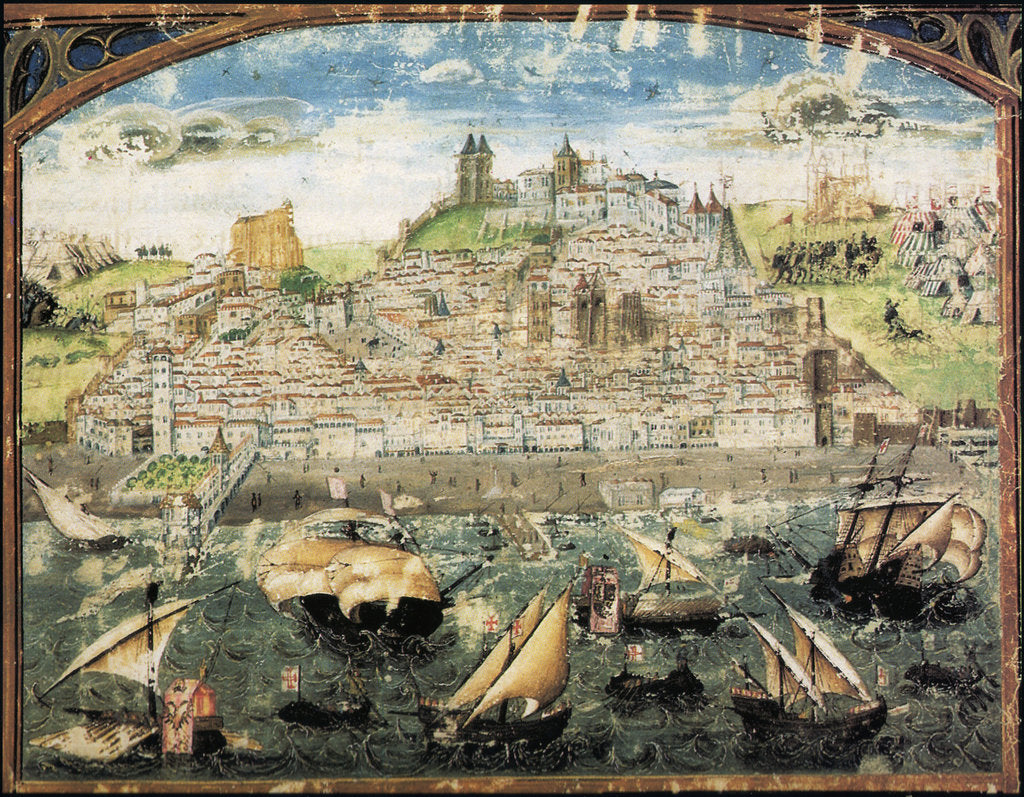 Detail of View of Lisbon. Miniature from Crónica de Dom Afonso Henriques by Duarte Galvão, ca. 1505-1510 by Anonymous