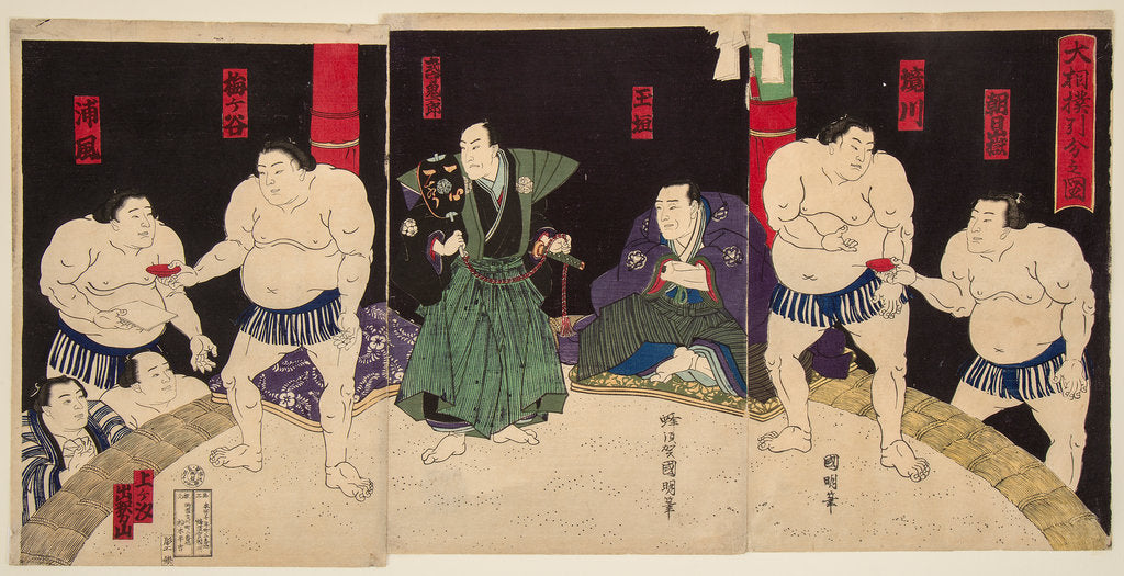 Detail of Wrestling match Umegatan vs Sakaigawa, 1877 by Anonymous