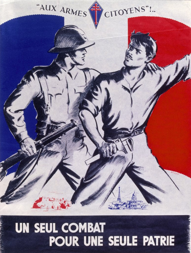 Detail of Poster Un Seul Combat pour une Seule Patrie pub. 1944 by Anonymous