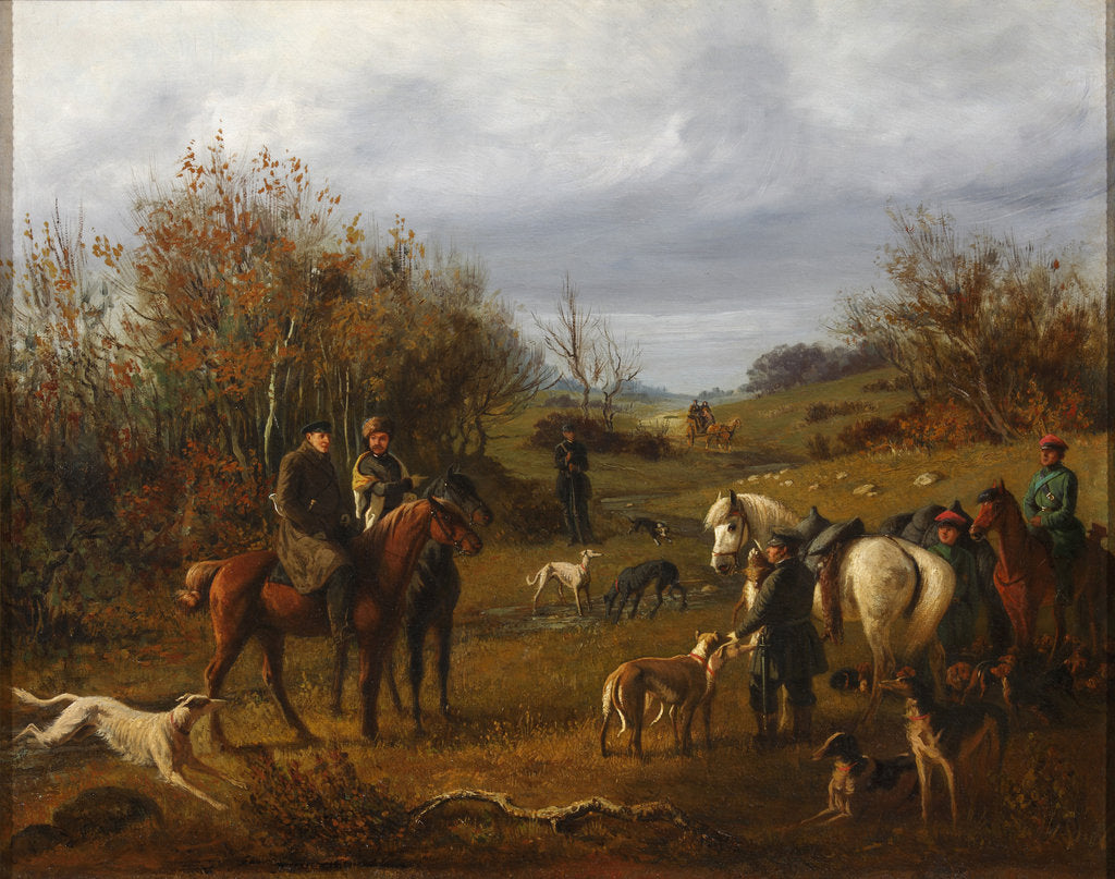 Detail of Hunting with Borzois, 1840s by Anonymous