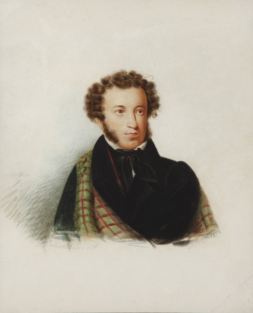 Detail of Portrait of the poet Alexander Sergeyevich Pushkin, 1832 by Anonymous
