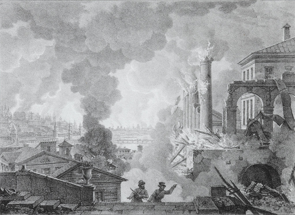 Detail of Fire of Moscow on September 1812 (The French in Moscow), 1824 by Anonymous