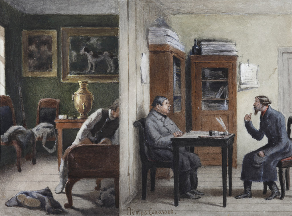 Detail of Illustration for the story The Office (from A Sportsmans Sketches) by Ivan Turgenev, 1880s by Anonymous