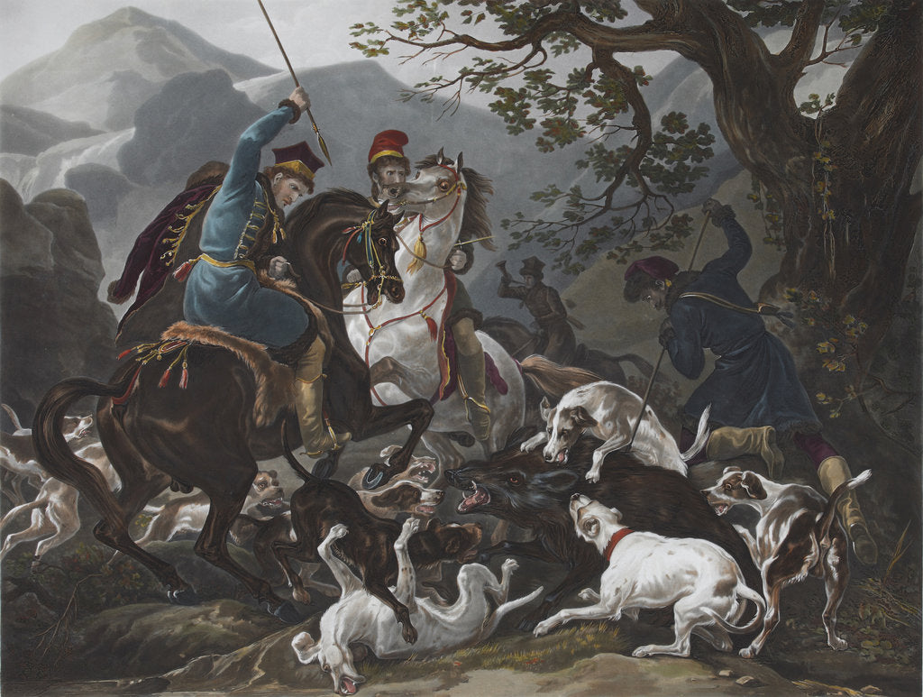 Detail of The Wild Boar Hunting in Poland, 1830s by Anonymous
