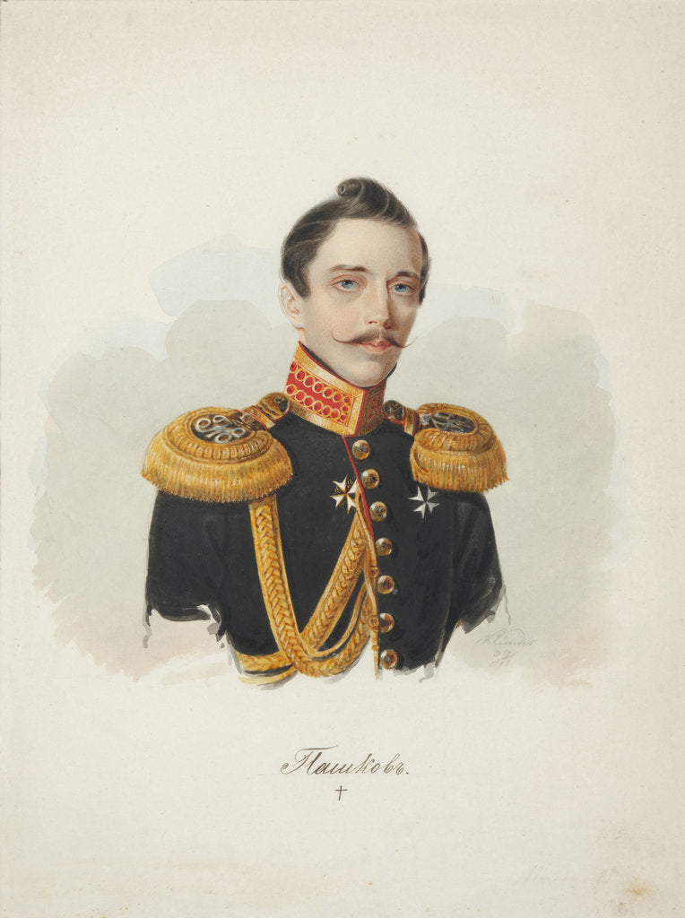 Detail of Mikhail Vasilyevich Pashkov, 1839 by Anonymous
