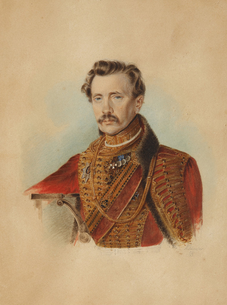 Detail of Mikhail Grigorievich Khomutov, 1838 by Anonymous