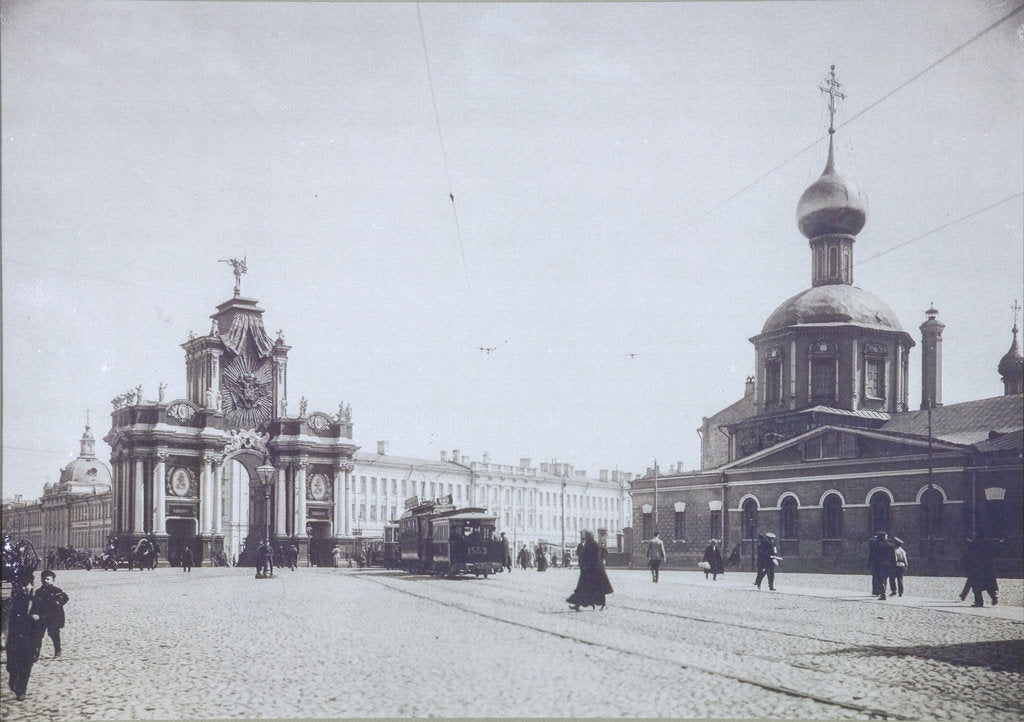 Detail of The Red Gates and the Church of Three Holy Hierarchs in Moscow, 1900s-1910s by Anonymous