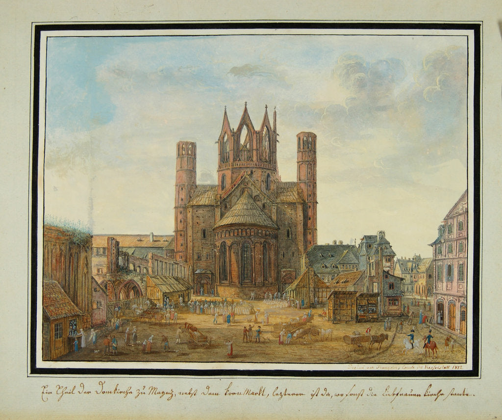 Detail of Liebfrauenplatz and Mainz Cathedral from the east, 1812 by Anonymous
