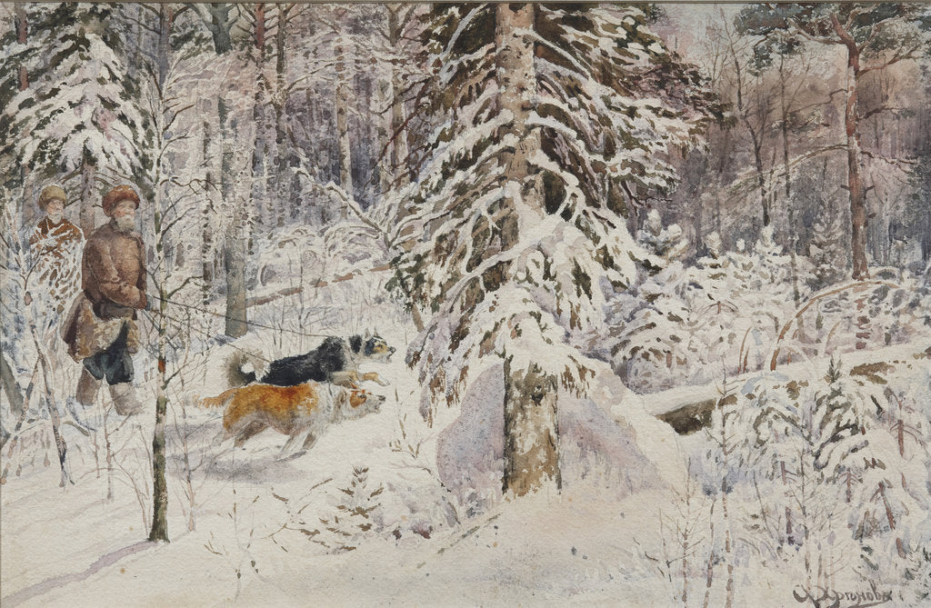Detail of The hunters, Second Half of the 19th cen by Anonymous