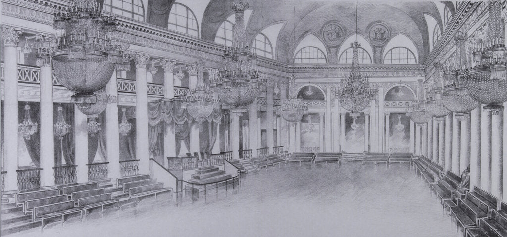 Detail of Interior of the Ballroom of the Assembly of the Nobility in Moscow, 1840s by Anonymous