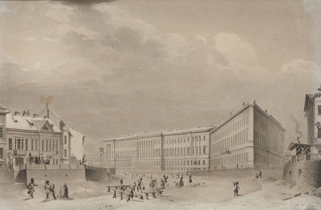 Detail of Saint Petersburg. The General Staff building on the Moika River embankment, before 1833 by Anonymous