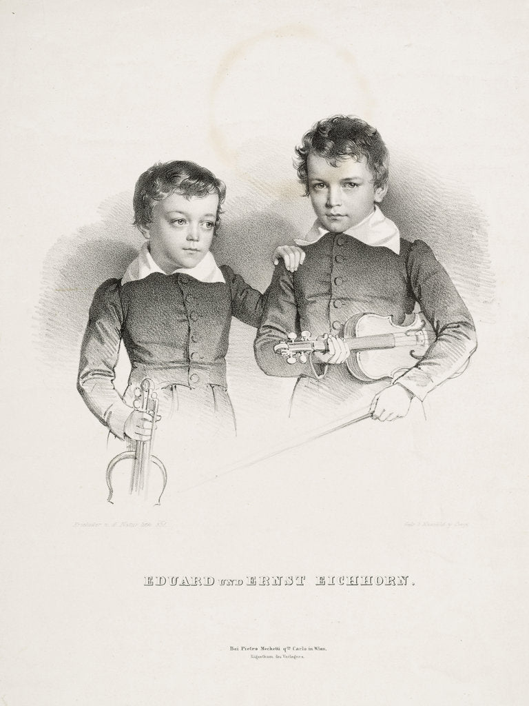 Detail of Ernst and Eduard Eichhorn, two little violinists, 1831 by Anonymous